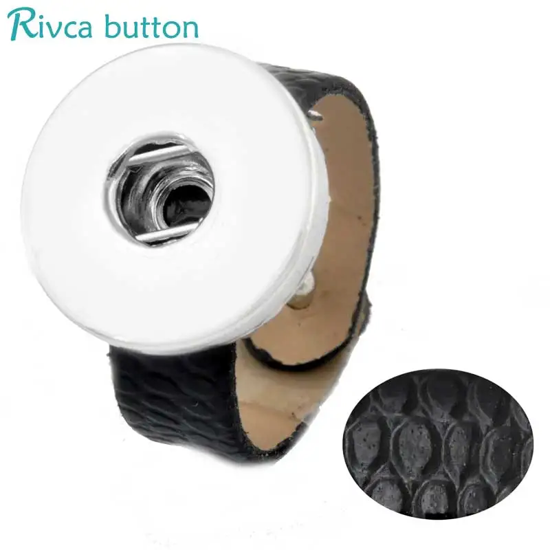 High Quality 10 color Snake Print Leather Metal Ring For Women Snap Button Fit 18/20mm Rivca snap button rings jewelry P00107 | Украшения и