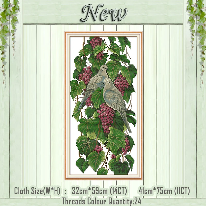 

Картина голубей и виноград «сделай сам», рассчитана на холст DMC 11CT 14CT, наборы для вышивки китайским крестом, наборы для вышивки