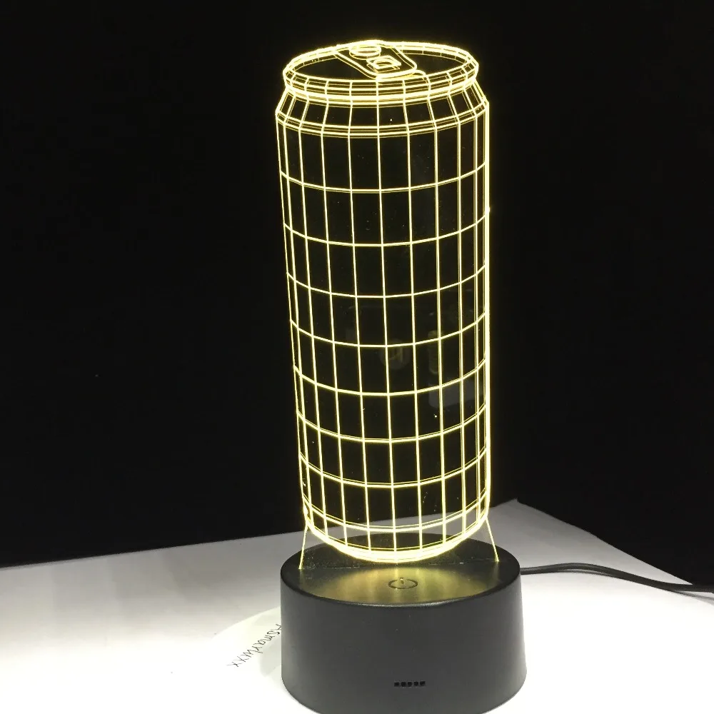 3D жестяные банки 7 цветов меняющиеся светодиодные настольные лампы Usb