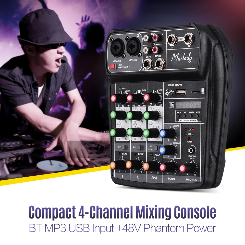 Компактная звуковая карта Muslady микшерная консоль цифровой аудио миксер BT MP3 для