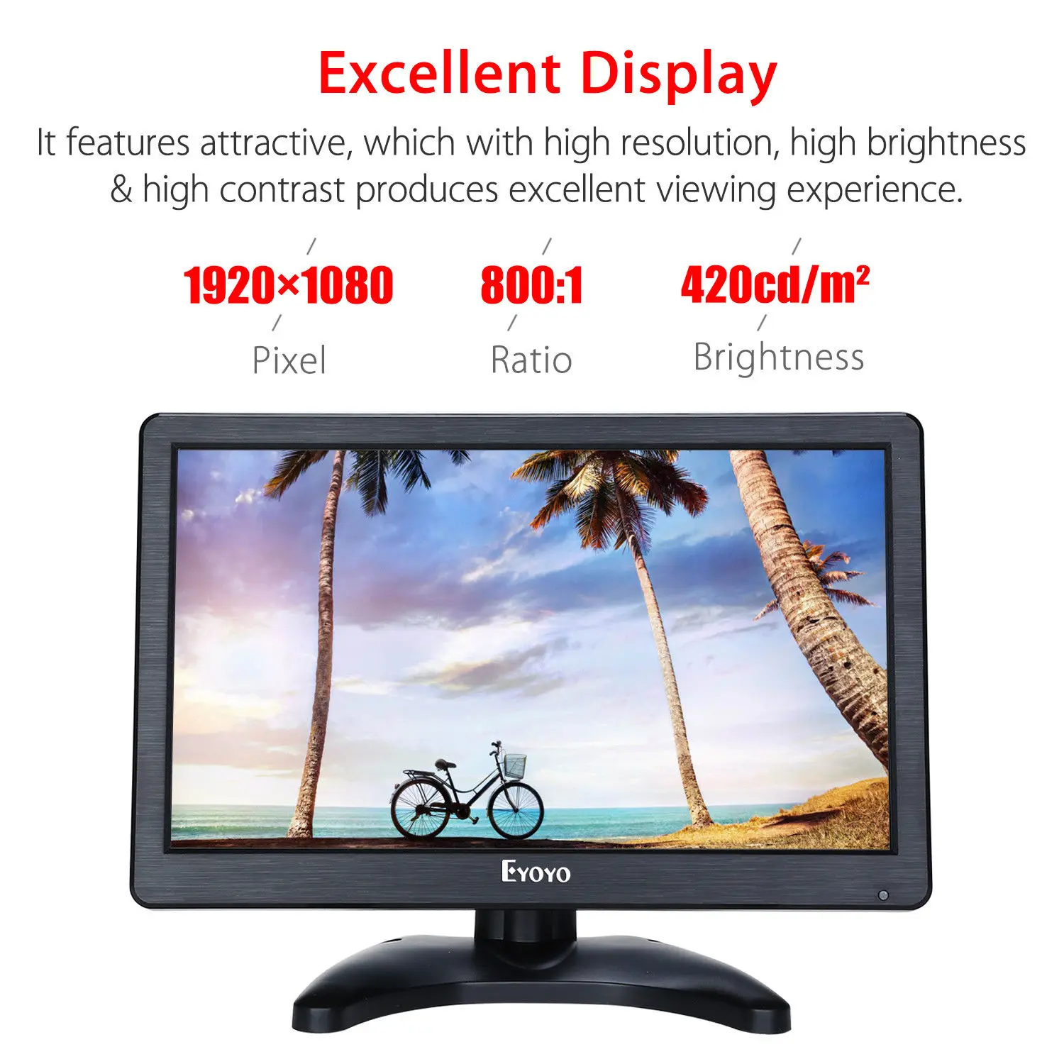 EYOYO H1116 12 &quotHD 1080p ips lcd монитор безопасности экран вход аудио видео дисплей PAL NTSC DVD