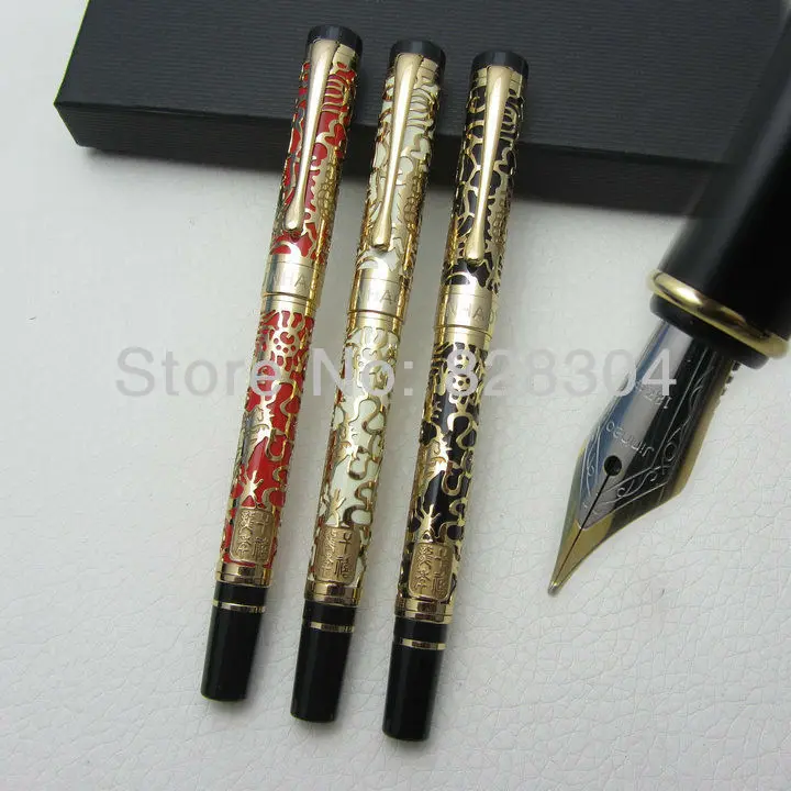 3pcs Free Shipping NIB Jinhao Ping cursive italic style celluloid 0.7MM perfect carvings Pattern Fountain Pen