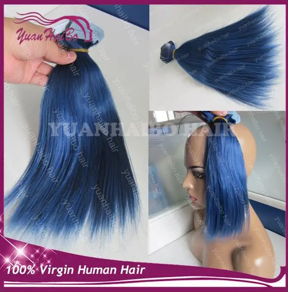 Качество top6a класс синий # реми двойной лентой для волос наращивание 3 пачек