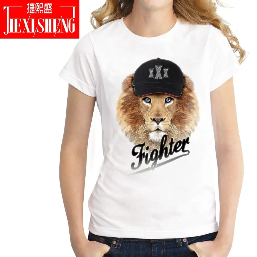 Футболка Fighter lion женская летняя с коротким рукавом|top tees|printed t shirt woment women |