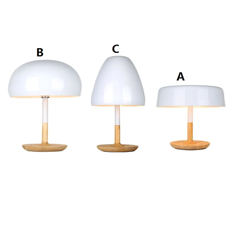 Современная Грибная Настольная лампа с деревянной основой настольная для