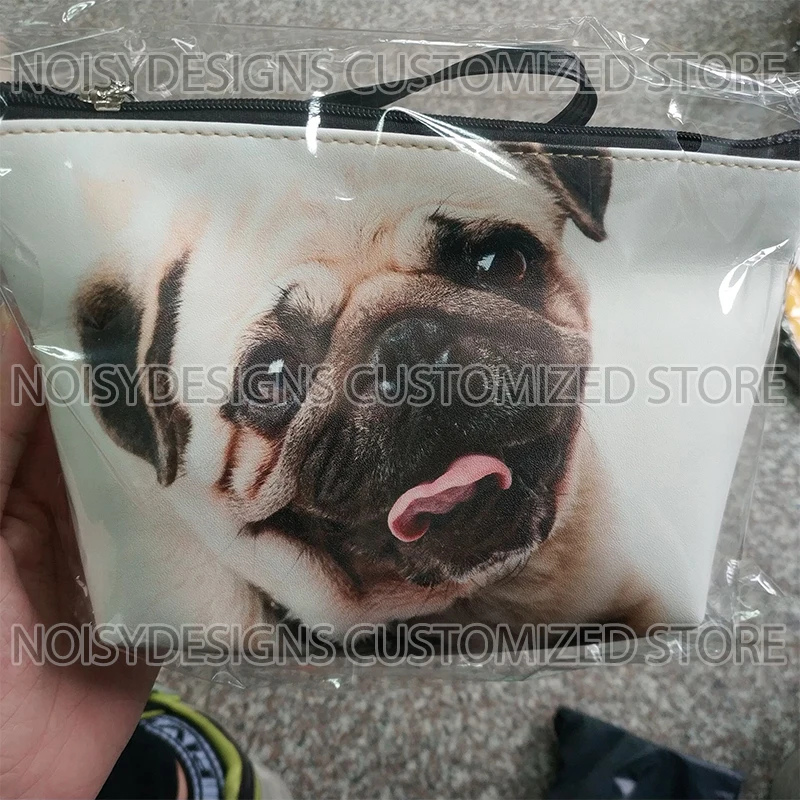 Женская косметичка в горошек дорожная сумка для косметики с изображением собаки