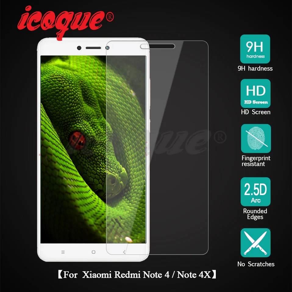 Закаленное стекло Icoque 9H 2.5D для Xiaomi Redmi Note 4x стеклянная пленка Xiomi 4x4 защитные очки
