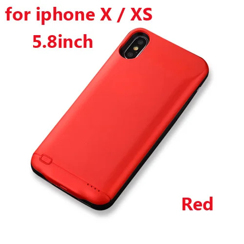 X XS Red Чехол для зарядного устройства для iPhone 6, 6s, 7, 8 Plus, 3000 мАч/4000 мАч/5000 мАч, чехол для зарядного устройства для iPhone X, XR, Xs, чехол для зарядки аккумулятора - Цвет: X XS Red