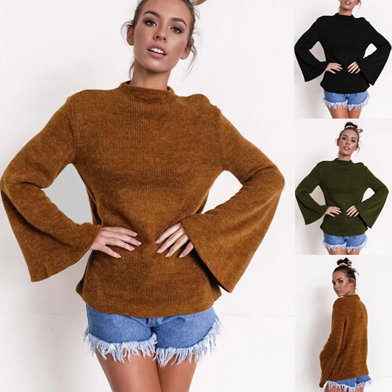 INUPIAT Fashion Autumn Winter Sweaters for Woman 2017 New Arrival O-Neck Full Flare Sleeve Slim Style Pullovers Sweater Lady | Женская
