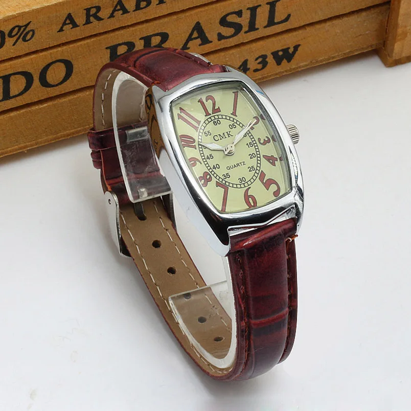 Ретро Tonneau женские кварцевые часы классические Reloj кожаный ремешок наручные