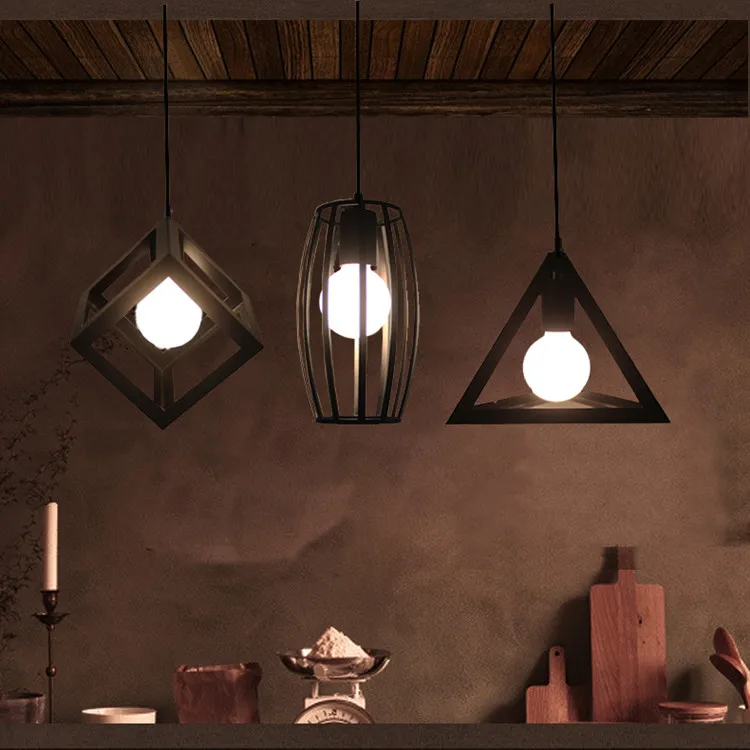 1 шт. Кофе лампы бар Черный Industrial Light кухня античный кованого железа подвесной