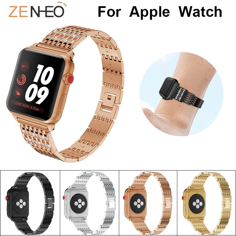 Ремешок Стразы для Apple Watch Band Series 4 3 2 1 38 мм 42 44 40 браслет часов iWatch аксессуары смарт