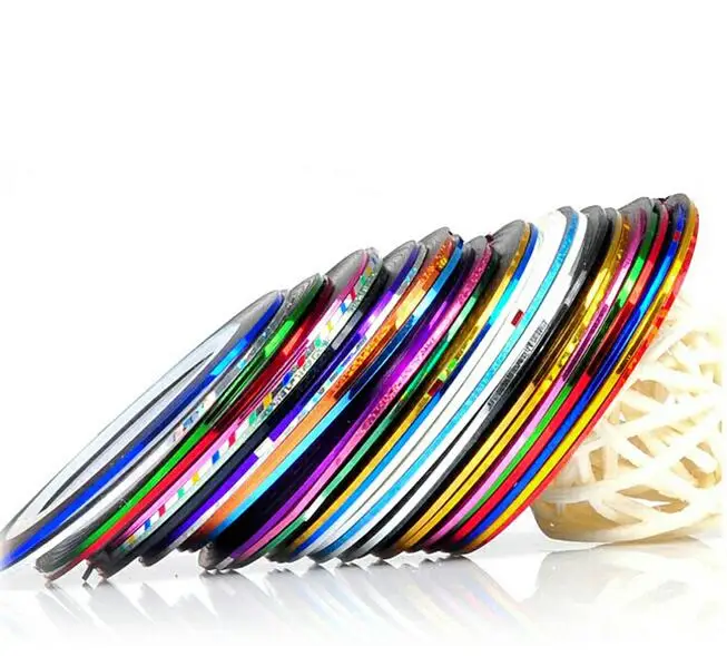Mix colors 10pcs 10 шт./упак., 20 м, 37 цветов, рулоны, металлическая клейкая лента, широкая линия, сделай сам, советы для дизайна ногтей, наклейка в виде полосы, декоративные наклейки, набор - Цвет: Mix colors 10pcs