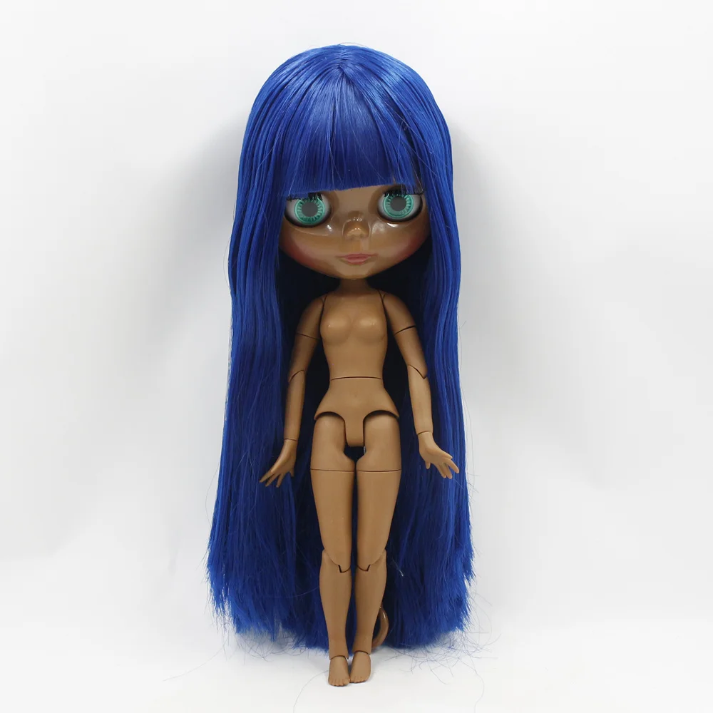 Кукла Blyth BL1714 от ICY DBS с супертемным тоном кожи модное синее прямое тело прямыми