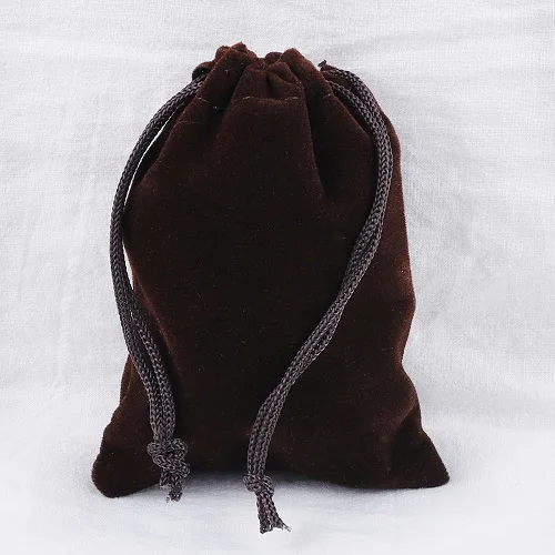 Brown Оптoвaя прoдaжa 5x7 см(7x9 см/9x12 см/10x15 см цветные бархатные мешочки стенд для ювелирных украшений с кулиской сумочки для упаковки подарков и пакетов - Цвет: Brown
