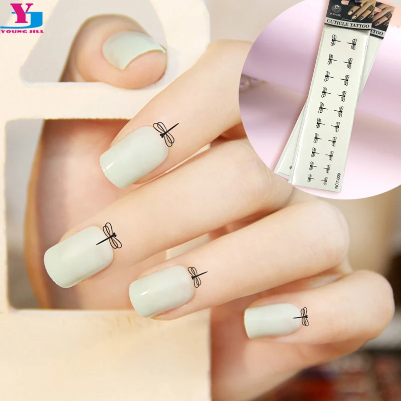 

New 12pcs/Lot Cuticle Nail Edge Tattoo Sticker Butterfly Charm Beauty DIY Nails Accessoires Harajuku Water Transfer Decals Foils