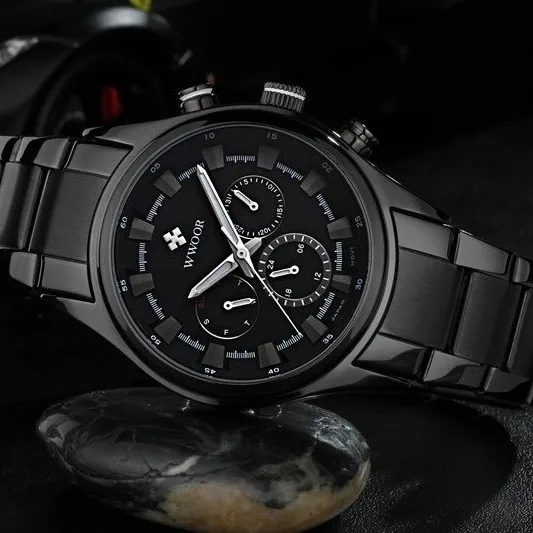 Часы WWOOR мужские наручные кварцевые роскошные брендовые водонепроницаемые