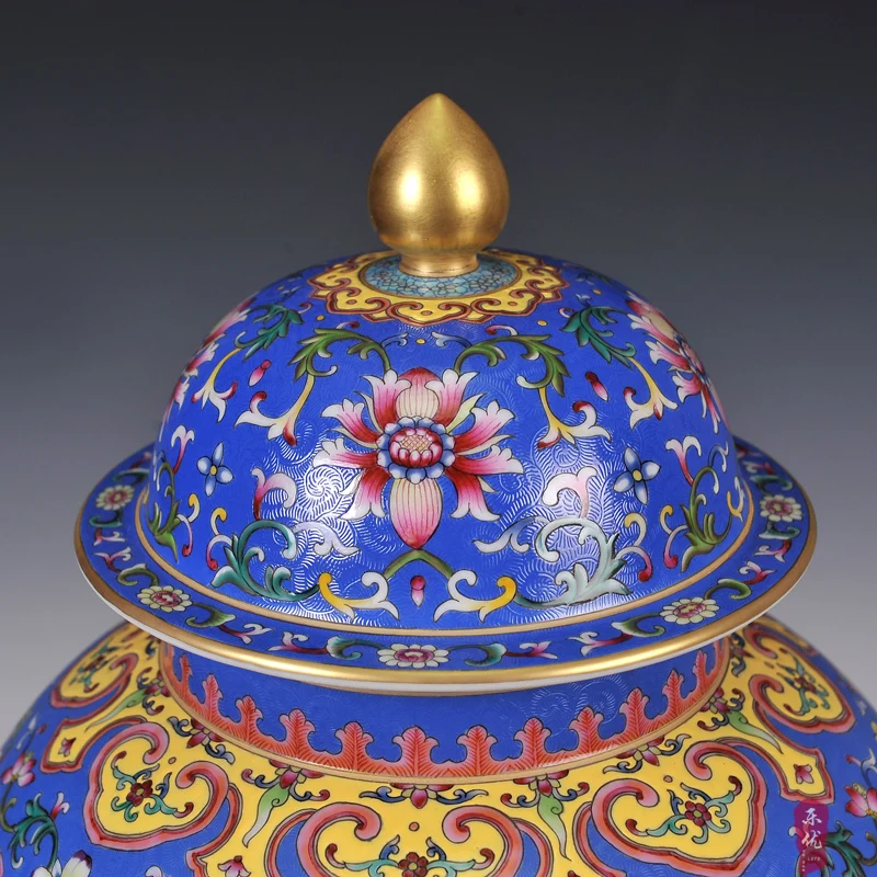 Керамика Цзиндэчжэнь Цин длинная Пастельная синяя лампа обернутая вокруг общего