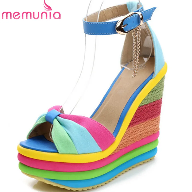 Босоножки MEMUNIA женские на платформе модные сандалии танкетке с пряжкой разные