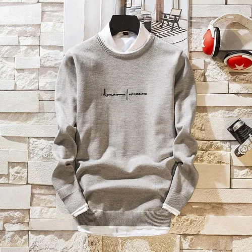Бежевый New Autumn Cashmere Sweater Men Long Sleeve Slim Fit Male Pullovers Round Neck Men's Knittwear Mens Christmas Sweaters - Цвет: Бежевый