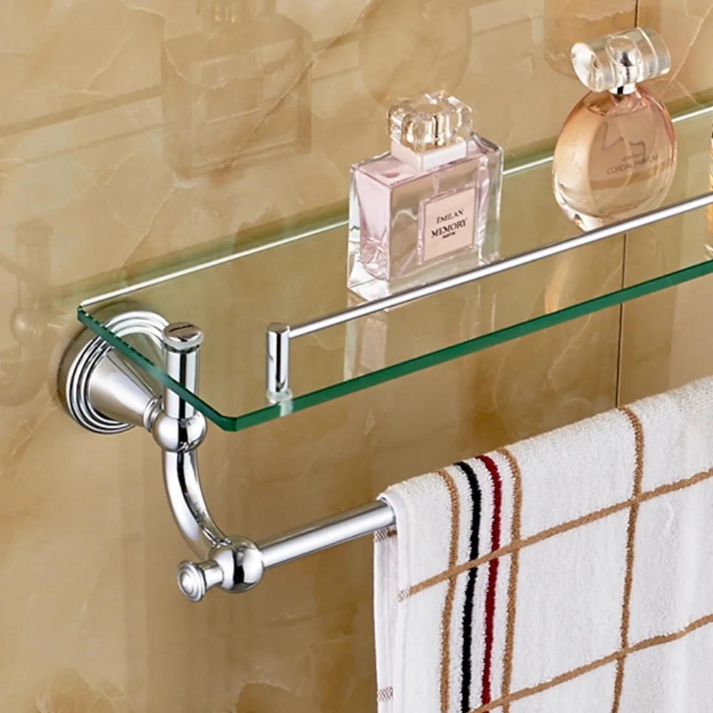 Роскошный Полированный Хром Ванная Комната Полка Современные Серебро