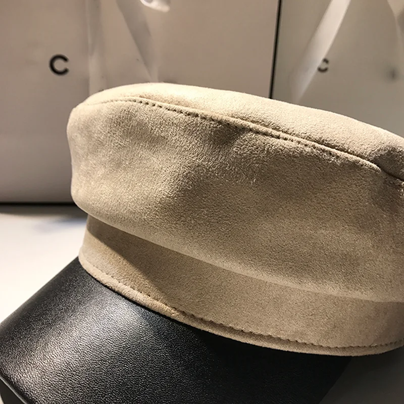 Chammy Leather Hats Black Womens Military for Women Female Navy Autumn Women's Winter Octagonal Caps | Аксессуары для одежды