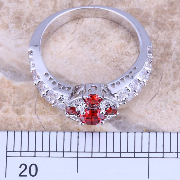 Женское кольцо с красным гранатом и белым фианитом Размер 6 / 7 8/9 R1497|ring size|jewelry