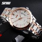 Мужские Роскошные брендовые кварцевые часы, мужские полностью Стальные наручные часы, повседневные часы, Relogio Masculino Reloj Hombre кварцевые часы Skmei