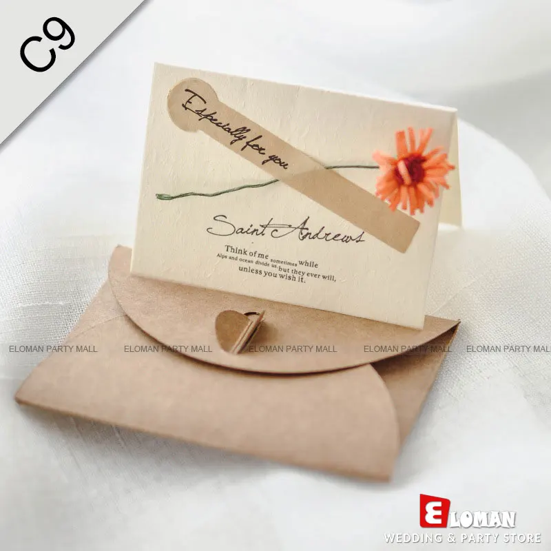 C9-OrangeDaisy-25pcs 25 шт карманные свадебные пригласительные открытки-ELOMAN-дешевые приглашения на свадьбу, день рождения, свадьбу и детский душ с конвертом+ пустые карты - Цвет: C9-OrangeDaisy-25pcs
