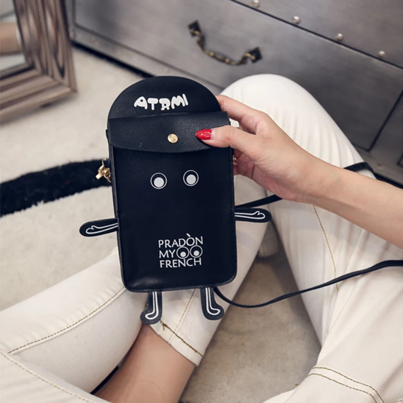 Women Mini Shoulder Bag Robot Cellephone Bags PU Leather For Girl Female Bolsas De Marca Fashion Crossbody 878861 | Багаж и сумки