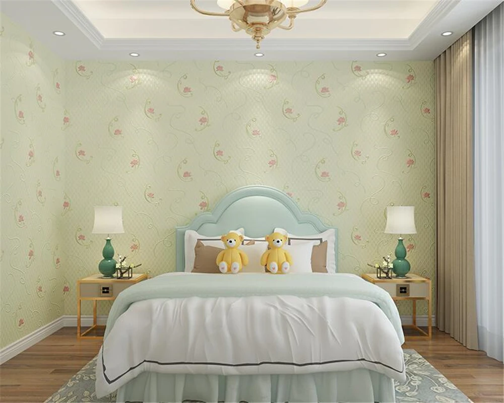 

beibehang Fashion simple nonwoven wall paper fine pressure pastoral flowers bedroom living room flower papel de parede wallpaper