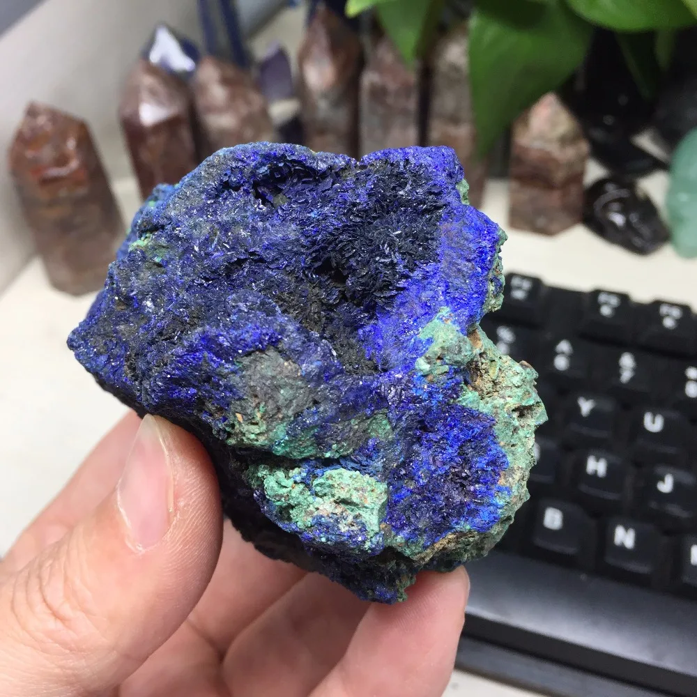 286 г натуральный чессилитовый материал образец Azurite Geode Bule и зеленый Целебный