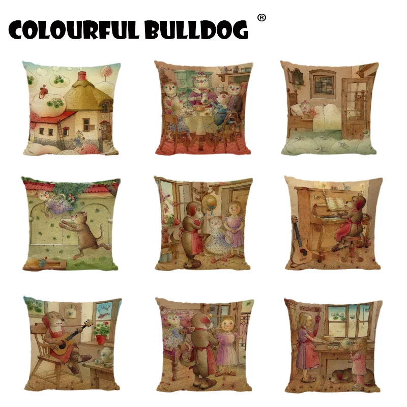 Фантазия кошка напечатанная наволочка научная фантастика на заказ льняной