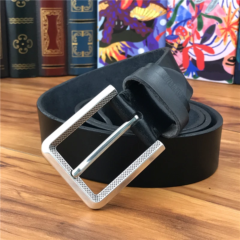 Качественный мужской ремень из натуральной кожи винтажный с пряжкой кожаный