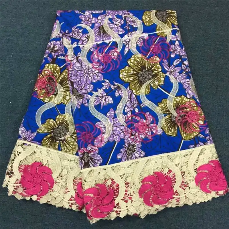 

African Yellow Wax Cotton Fabric Veritable Real Soft Wax Embroidery Lace Fabric Ankara Fabric With Cotton Wax Lace