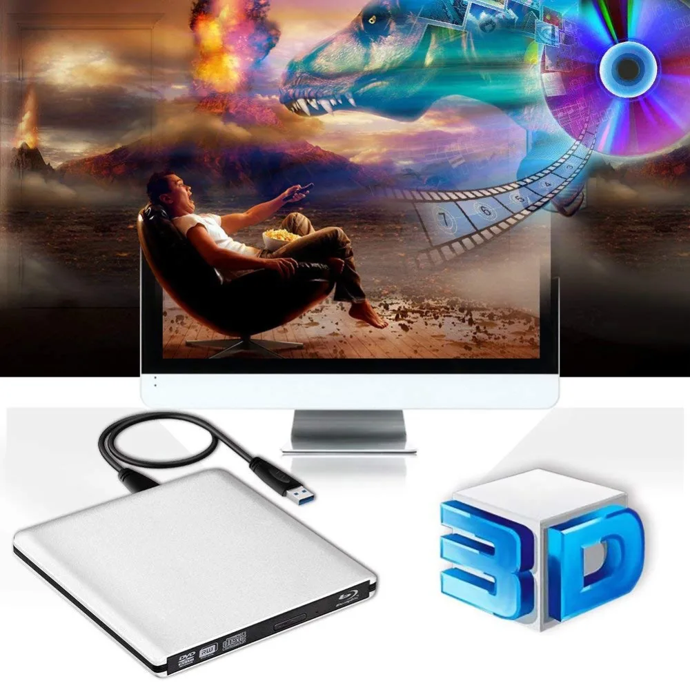 Тип c + USB3.0 Bluray Burner Writer BD RW Внешний DVD привод Portatil Blu ray проигрыватель оптический для