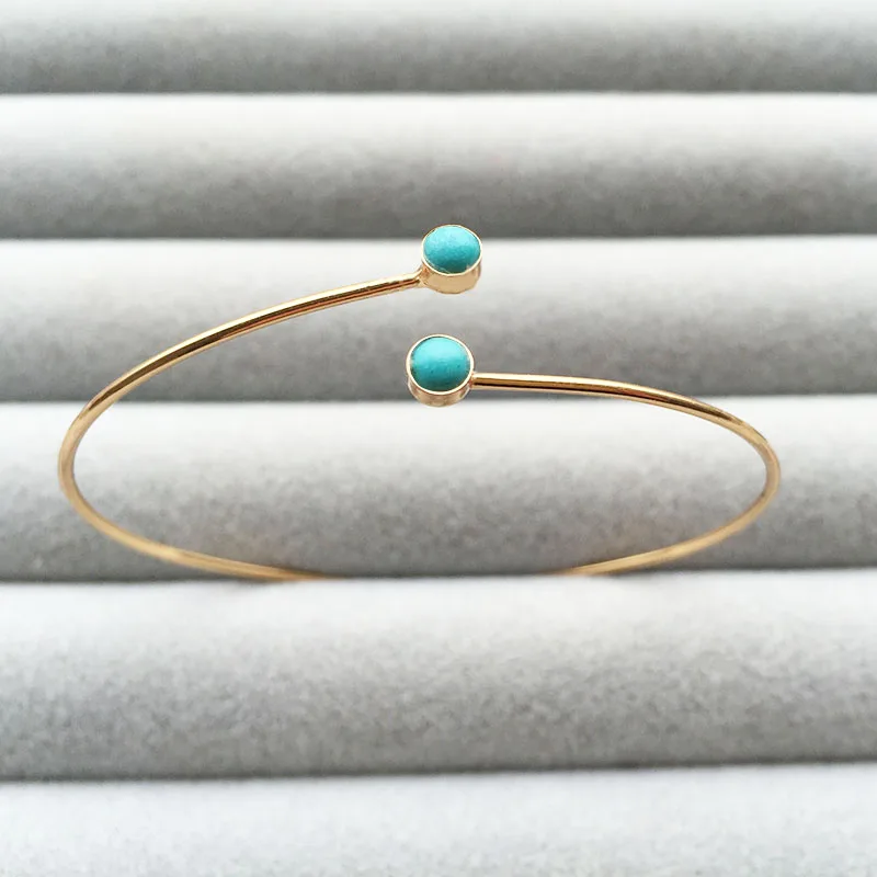 1 шт. новинка 2016 модные регулируемые браслеты с 2 БИРЮЗОВЫМИ камнями и голубым