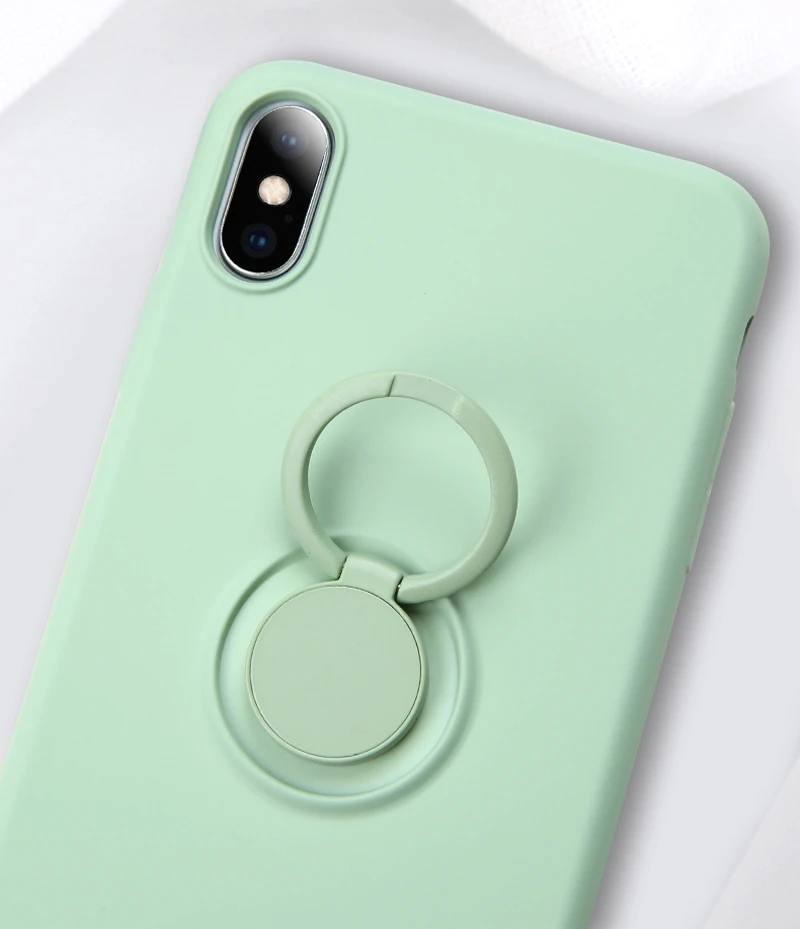 Роскошный мягкий жидкий силиконовый чехол для iPhone 11 Pro Max XS X 7 8 6 S 6 S XR подставка кольцо держатель тонкий чехол для iPhone11 Pro Чехол