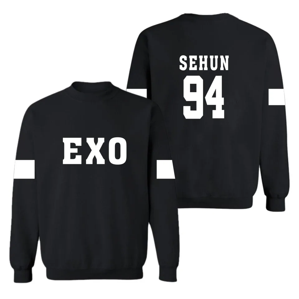 LUCKYFRIDAYF Kpop Exo женская кофта с капюшоном Толстовка Suho Sehun Luhan черная Осенняя Женская