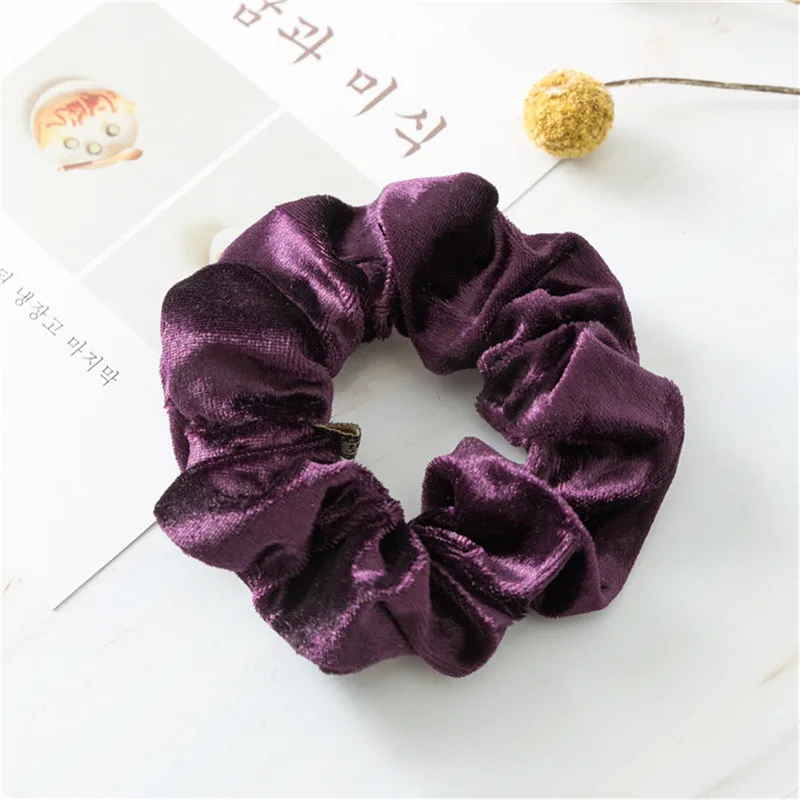 1 purple Роскошные эластичные резинки для волос, мягкие бархатные резинки для волос, конский хвост, Пончик, держатель, эластичная резинка для волос, женские аксессуары для волос - Цвет: 1 purple