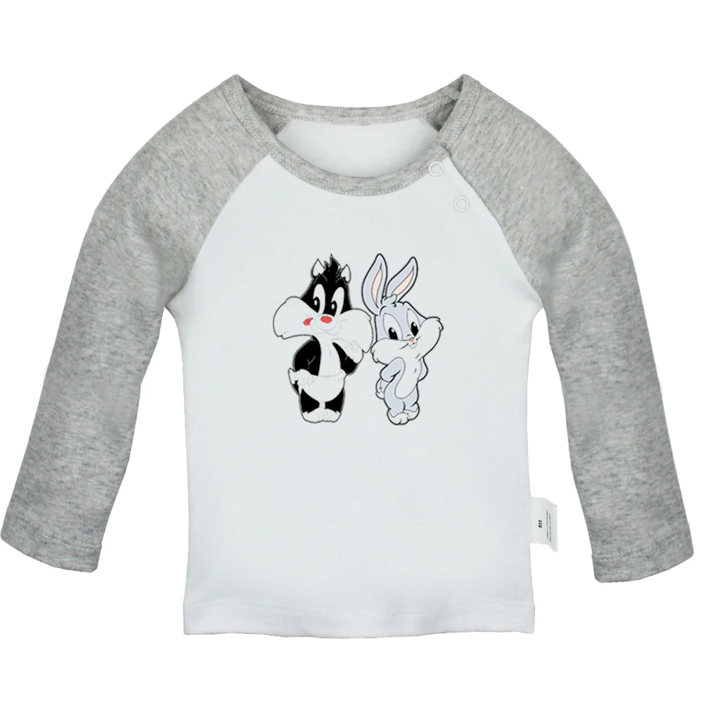 Милые футболки для новорожденных девочек с изображением кролика багса Банни и