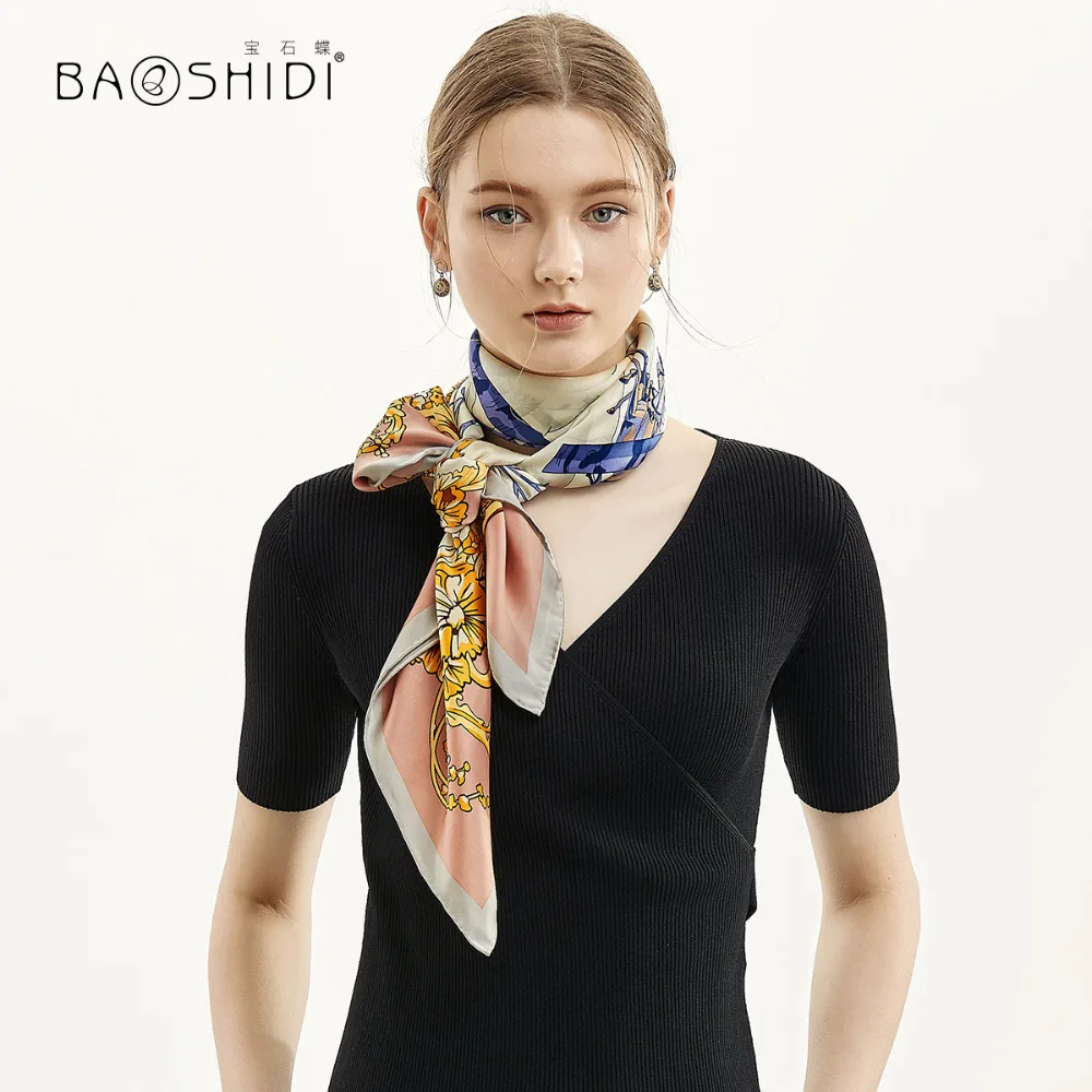 [BAOSHIDI] шарф из 100% шелка 16 момме 106*106 см квадратные шарфы Infinity рулонная работа
