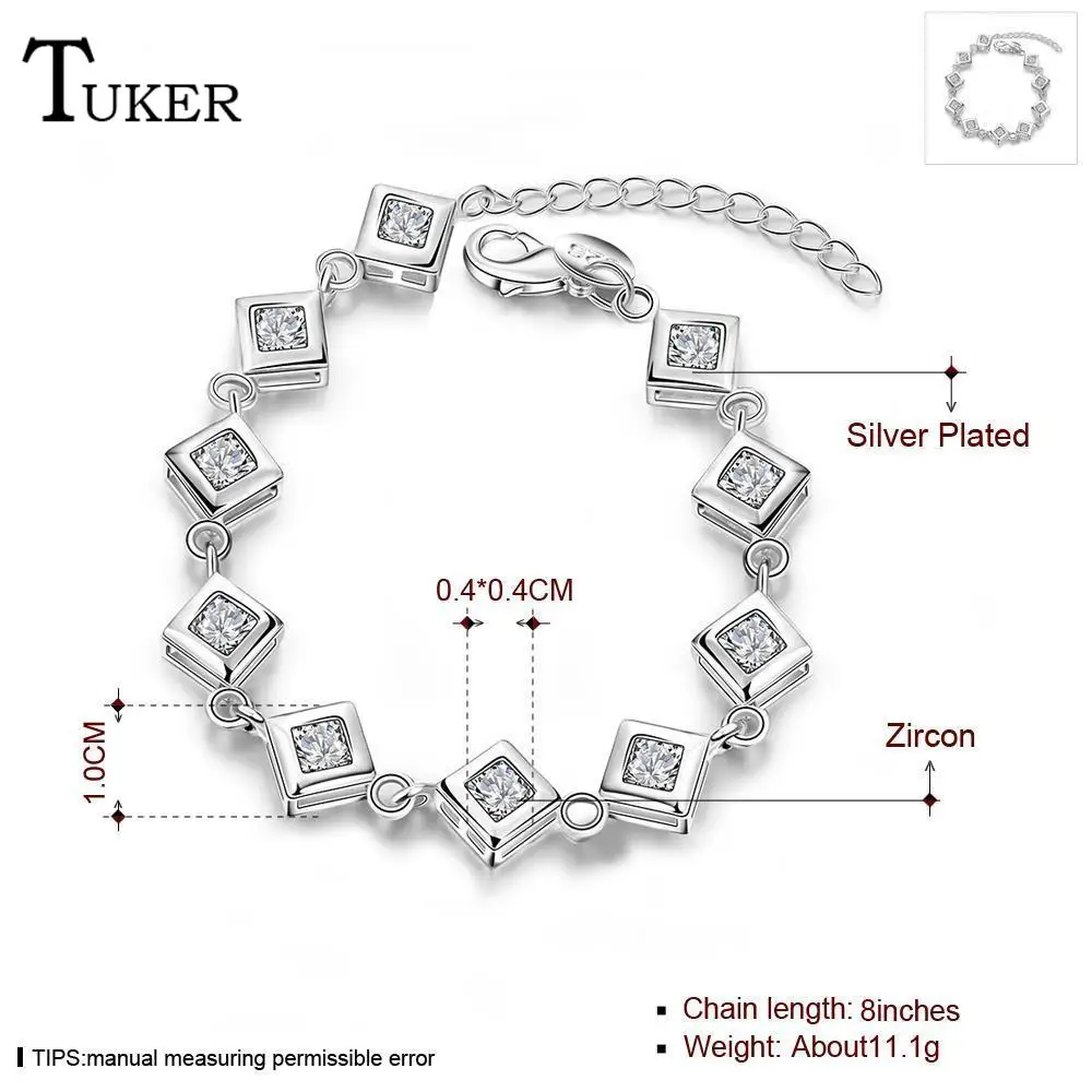 Модные Классические квадратный Ювелирные изделия из кристаллов белого золота