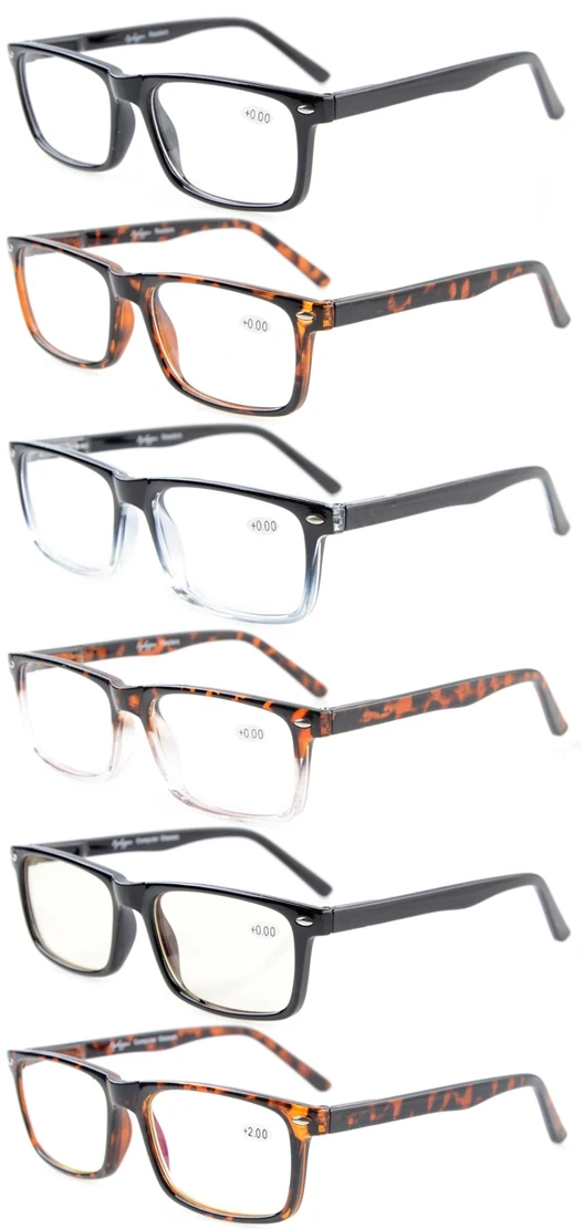 R899-6 Mix Eyekepper 6-Pack считыватели Пружинные шарниры очки для чтения в комплекте 2-Pack компьютерные очки+ 0,00-+ 4,00 - Цвет оправы: Mix Color