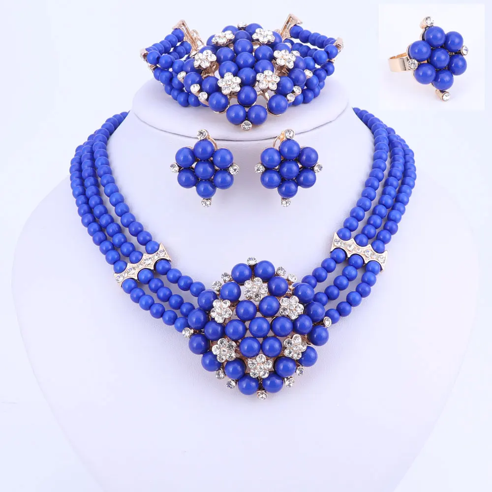 Классические бусины колье кристалл ювелирные наборы нигерийские африканские