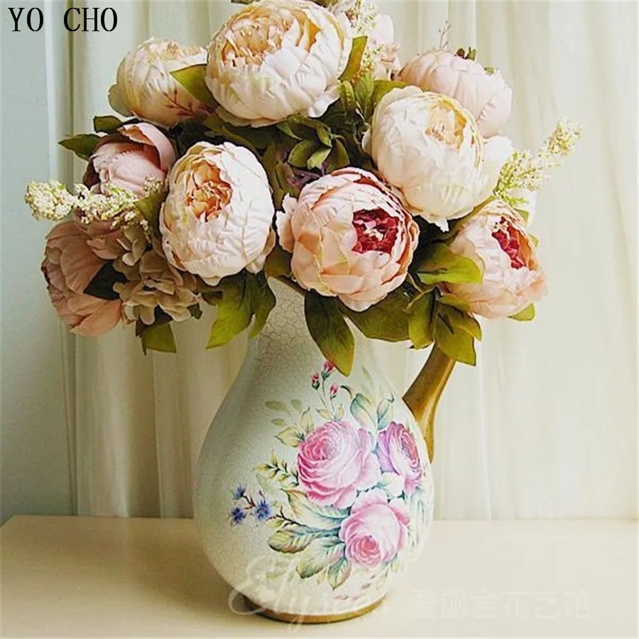 (8 flower heads)2014 top sellers New high quality 1pcs big Peony Decorative Flower Artificial Flowers bouquet