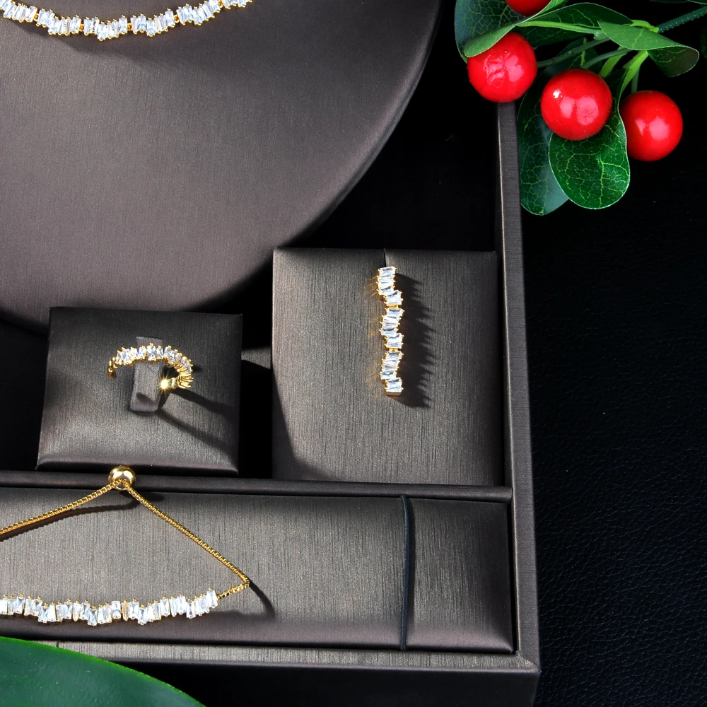 Роскошное женское свадебное ожерелье HIBRIDE с кубическим цирконием в виде бум