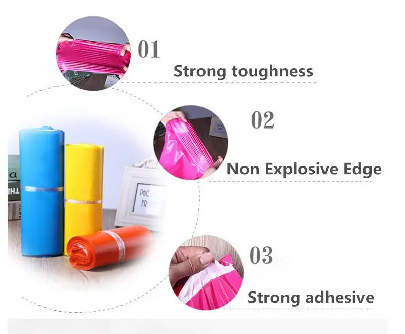 100 шт розово-красный курьерский почтовый пакет пластиковый конверт