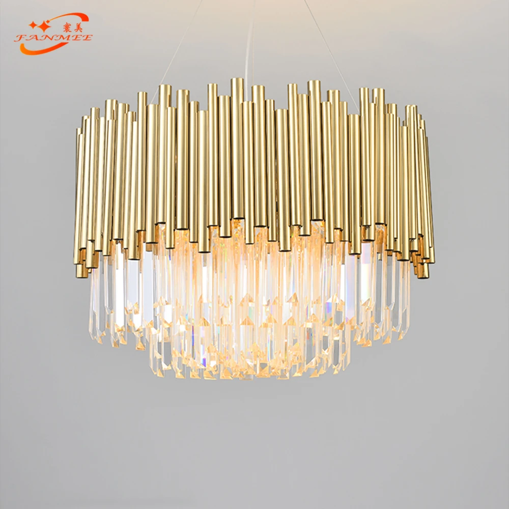 

Fanmee Modern Crystal Chandelier Lighting Hotel Chandeliers LED Pendant Hanging Light Restaurant K9 Cristal Chandelier Lamp