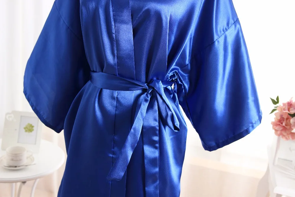 Sexy Women's Deep-V-Neck Nightwear Robes Wedding Bride Bridesmaid Mid-Sleeve Lace Silk Female Bathrobes Sleepwear Solid | Женская